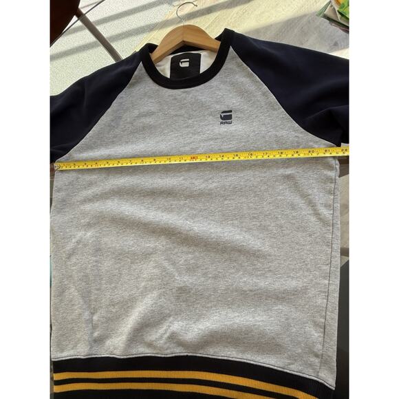 G-Star RAW Malizo R Crewneck Sweatshirt Gray Navy Size L Striped Trim Casual - Picture 5 of 6